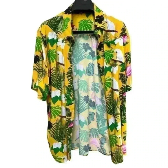 FOCO Baylor Bears NCAA Men’s Hawaiian Floral Button Up Short Sleeve Shirt XL - Picture 6 of 11